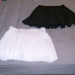 [2-Pack] No Boundaries Black + White Skater Skirts with Built-in Shorts